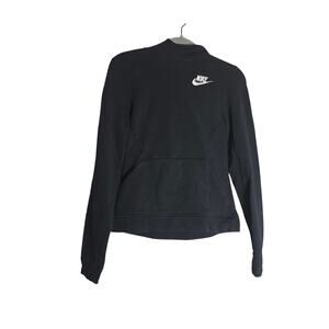 Nike Fleece Hoodie Black Embroidered Logo Youth XL Athleisure Minimalist Hood